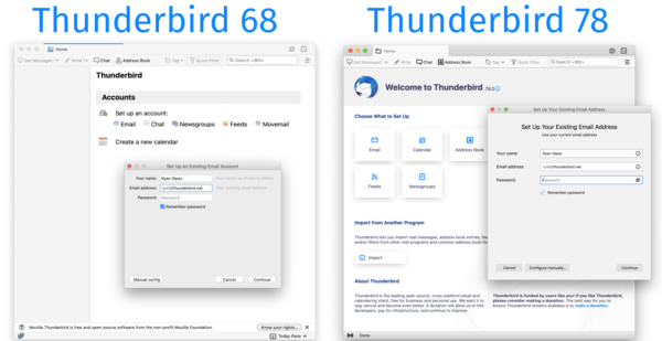 Account Setup and Account Central Updated, comparison between 68 and 78