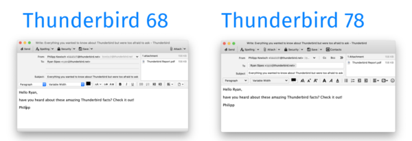 Compose Window Comparison, 68 and 78