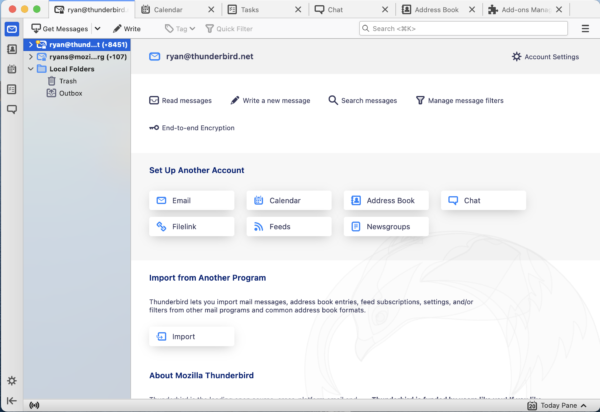 The Spaces Toolbar, on the left-hand side of Thunderbird