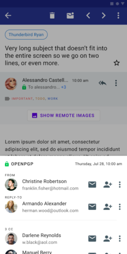 Thunderbird For Android Preview: Modern Message Redesign